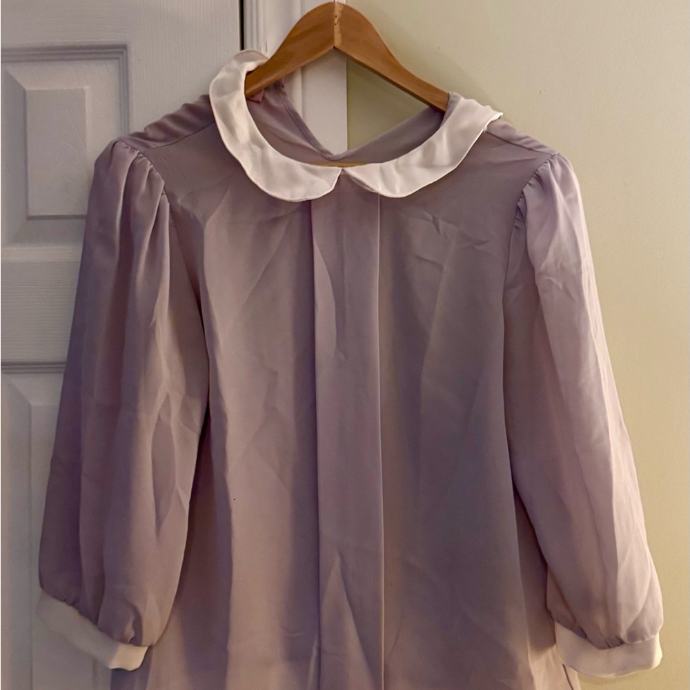Elegant Women's Peter Pan Collar Top - Lavender